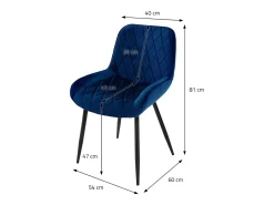 Lote de 6 sillas de comedor sillas de salón silla de cocina terciopelo azul oscuro