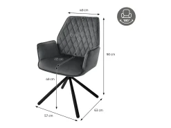 Lote de 2 sillas de comedor giratorias silla de comedor sillón de terciopelo giratorio 180