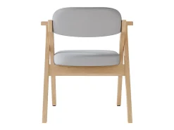 Lote de 2 sillas de comedor - Plegable - sillas de lino - Estructura de madera maciza - Gris