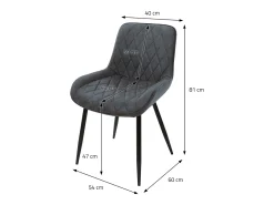 Lote de 4 sillas de comedor Sillas de salón Silla de cocina Antracita PU imitación cuero