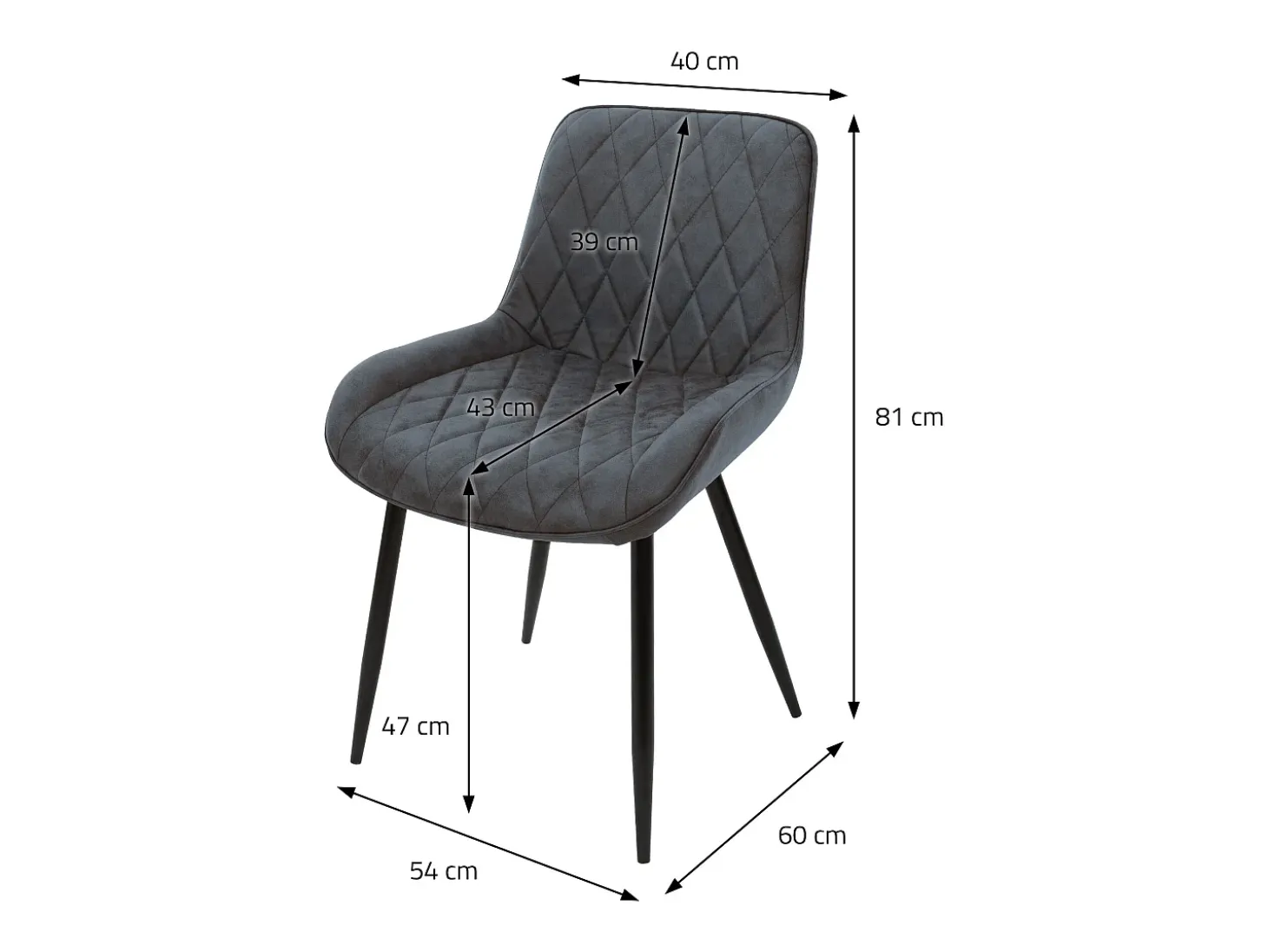 Lote de 4 sillas de comedor Sillas de salón Silla de cocina Antracita PU imitación cuero
