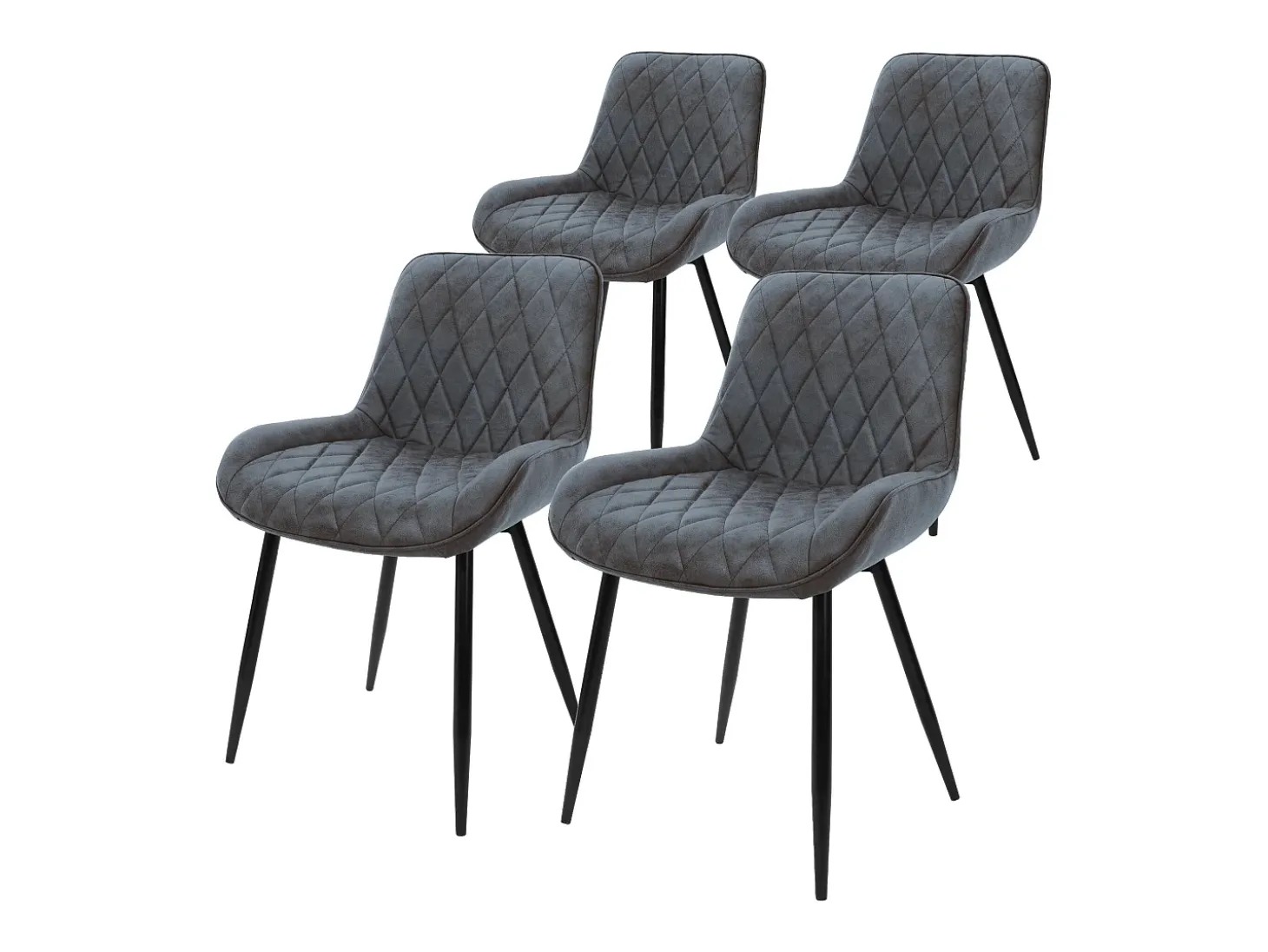 Lote de 4 sillas de comedor Sillas de salón Silla de cocina Antracita PU imitación cuero