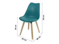 Lote de 4 sillas de diseño azul pato con cojín colección MIA