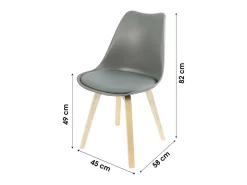 Lote de 4 sillas de diseño con cojín en color gris colección MIA