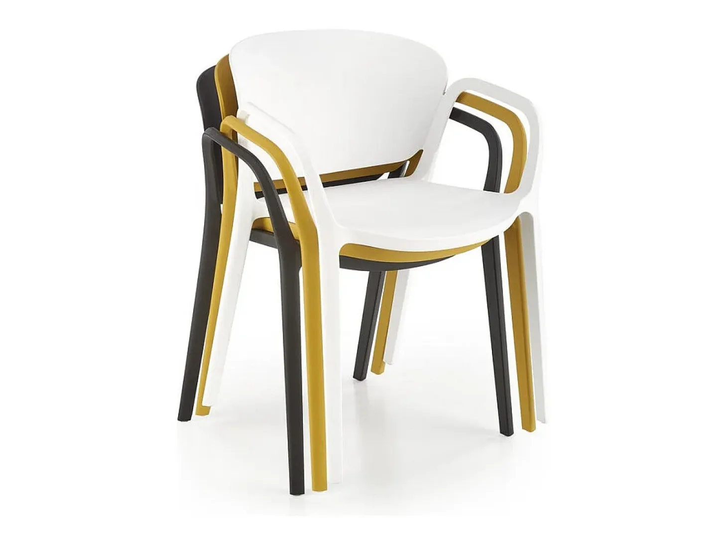 Lote de 4 sillas de diseño Romer de polipropileno negro
