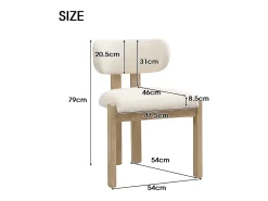 Lote de 6 sillas de madera maciza - Estilo moderno - Respaldo cómodo - Estructura de madera maciza - Tejido bouclé - Natural