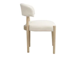 Lote de 2 sillas de madera maciza - Estilo moderno - Estructura de madera maciza - Tejido bouclé - Color natural