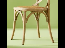 Lote de 6 sillas de madera maciza y rejilla L61 cm - BISTROT