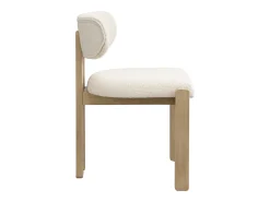 Lote de 4 sillas de madera maciza - Estilo moderno - Respaldo cómodo - Estructura de madera maciza - Tejido bouclé - Natural