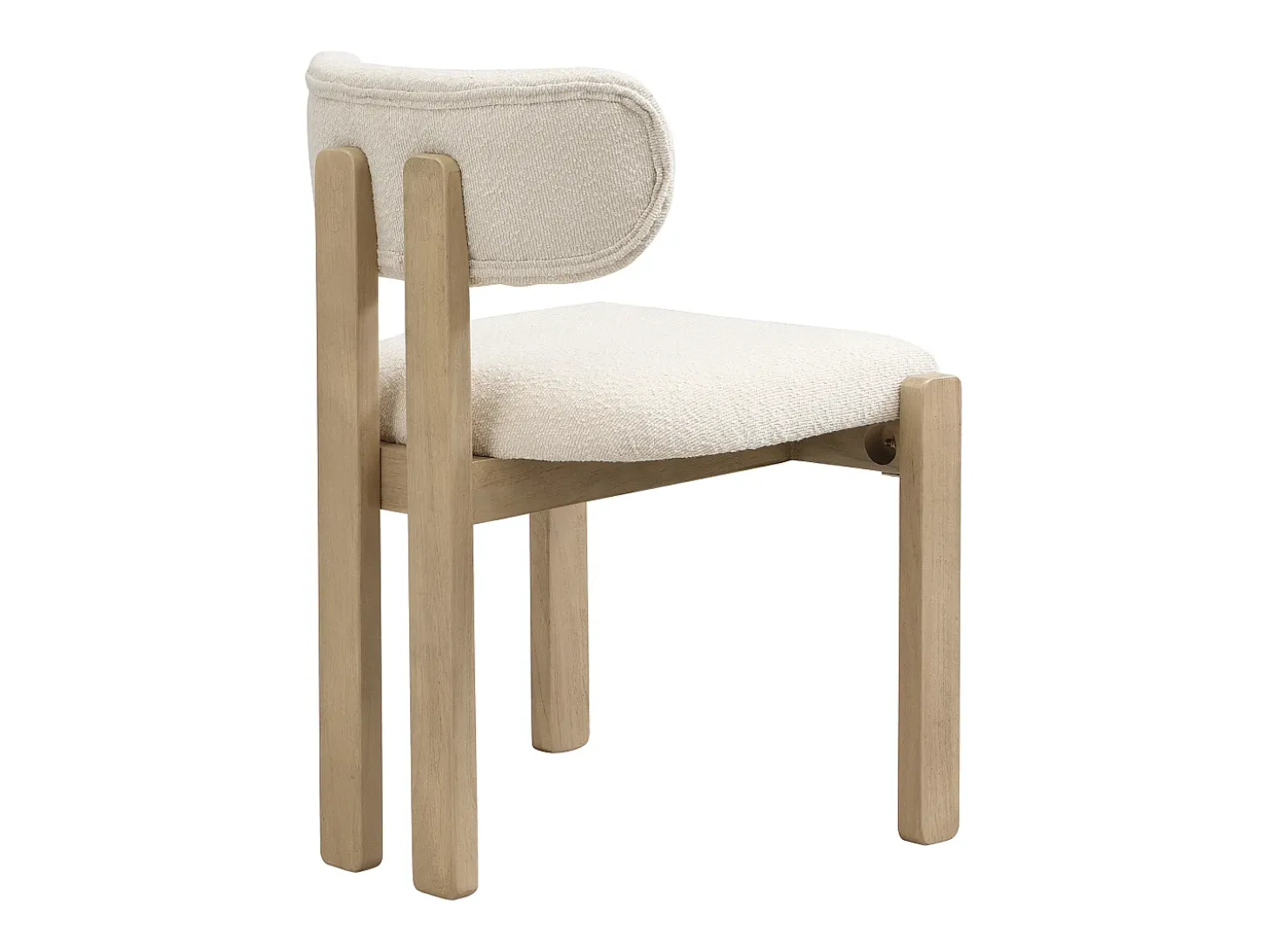 Lote de 4 sillas de madera maciza - Estilo moderno - Respaldo cómodo - Estructura de madera maciza - Tejido bouclé - Natural