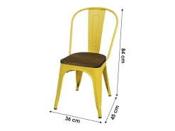 Lote de 4 sillas de metal amarillo estilo industrial. Colección FACTORY.