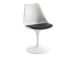 Lote de 6 sillas de polipropileno, cuero sintético y acero - Blanco y Negro - XAFY