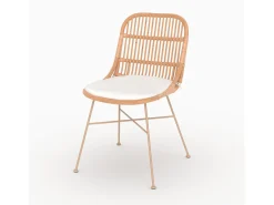 Lote de 2 sillas de ratán beige con patas de metal beige - Moon