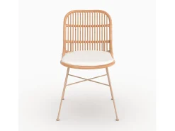 Lote de 2 sillas de ratán beige con patas de metal beige - Moon