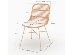 Lote de 2 sillas de ratán beige con patas de metal beige - Moon