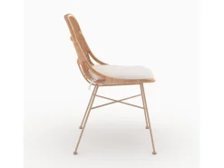 Lote de 2 sillas de ratán beige con patas de metal beige - Moon