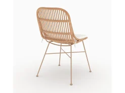 Lote de 2 sillas de ratán beige con patas de metal beige - Moon
