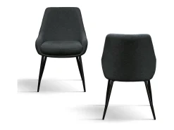 Lote de 4 sillas de tela antracita y patas de metal negro mate, con reposabrazos - TALLINN