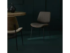 Lote de 6 sillas de tela acolchada topo H82,5 cm - GISELLE