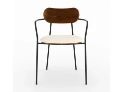 Lote de 2 sillas de tela beige y chapa de madera oscura - Marine