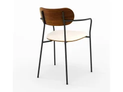 Lote de 2 sillas de tela beige y chapa de madera oscura - Marine