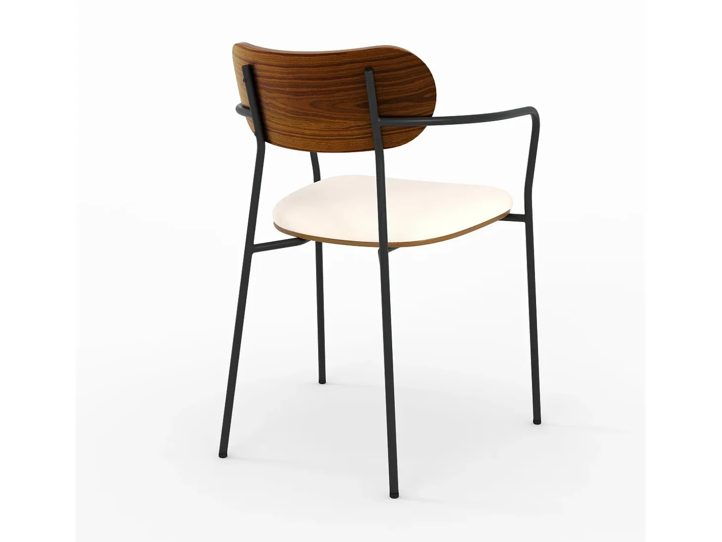 Lote de 2 sillas de tela beige y chapa de madera oscura - Marine