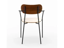 Lote de 2 sillas de tela beige y chapa de madera oscura - Marine