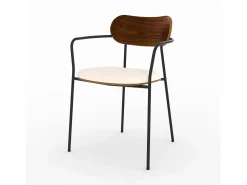 Lote de 2 sillas de tela beige y chapa de madera oscura - Marine