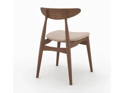 Lote de 2 sillas de tela beige y madera de caucho - Josette