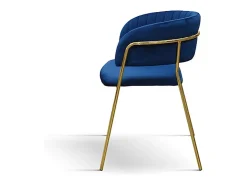 Lote de 4 sillas de tela efecto terciopelo azul, estructura dorada - ORCHIES