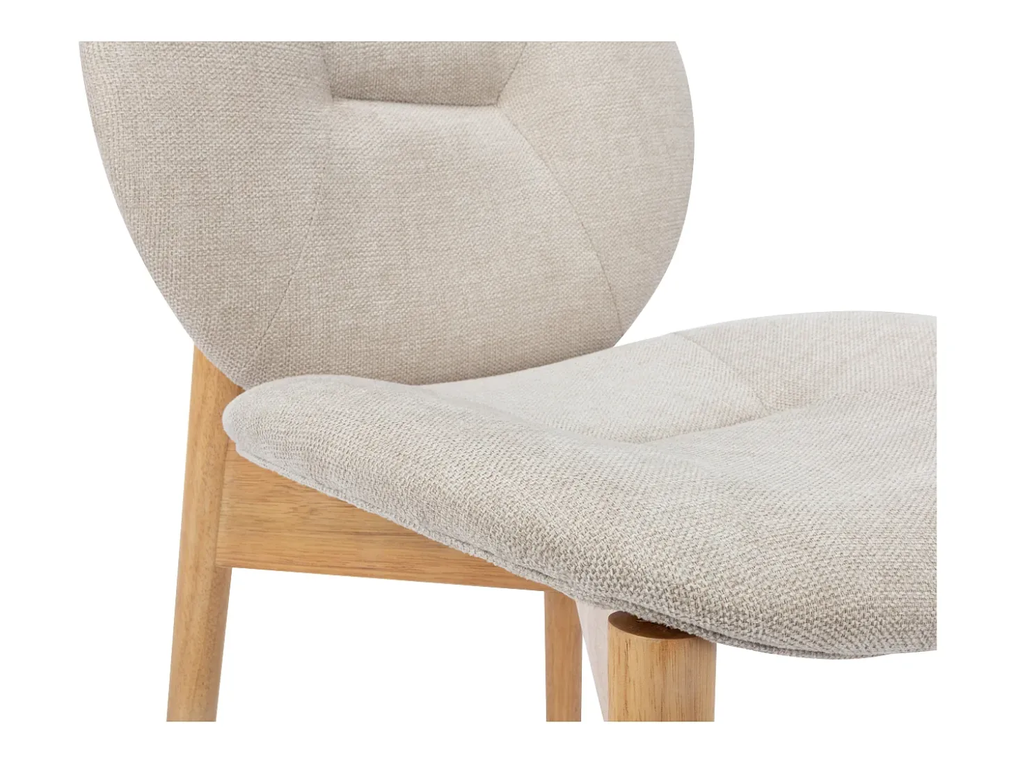 Lote de 6 sillas de tela y madera de hevea - Beige - ISADIO
