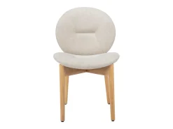Lote de 6 sillas de tela y madera de hevea - Beige - ISADIO
