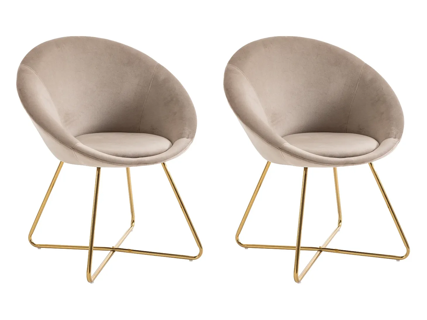 Lote de 2 sillas de terciopelo y metal dorado - Beige - BURBAN