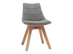 Lote de 2 sillas diseño nórdico madera y tejido gris MATILDE