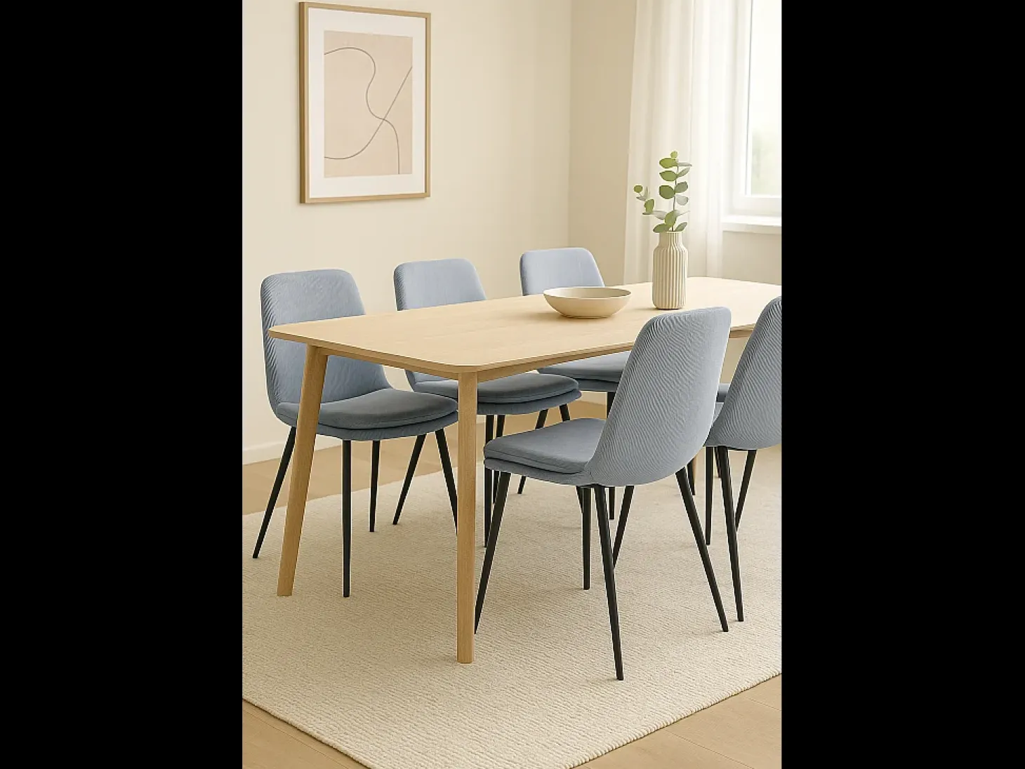 Lote de 4 sillas diseño Yam – Tejido a rayas azul