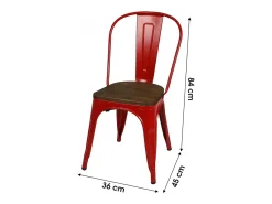 Lote de 4 sillas en metal rojo mate estilo industrial. Colección FACTORY.