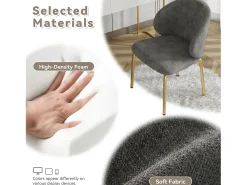 Lote de 4 Sillas en tela chenille - patas de metal dorado - silla de tocador - silla de comedor - Gris