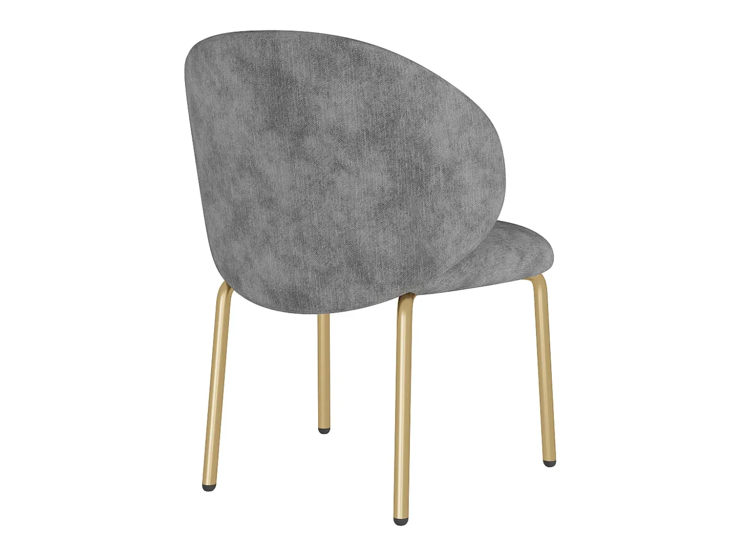 Lote de 4 Sillas en tela chenille - patas de metal dorado - silla de tocador - silla de comedor - Gris
