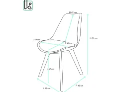 Lote de 2 sillas escandinavas, cojín de tela patchwork multicolor acolchado, asiento de plástico flexible, patas de madera LAO (azul)