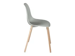 Lote de 4 sillas escandinavas de cocina diseño, asiento de plástico flexible, patas de madera de haya clara OVA (gris)