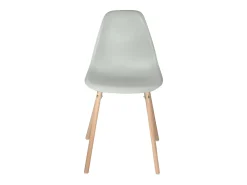 Lote de 4 sillas escandinavas de cocina diseño, asiento de plástico flexible, patas de madera de haya clara OVA (gris)