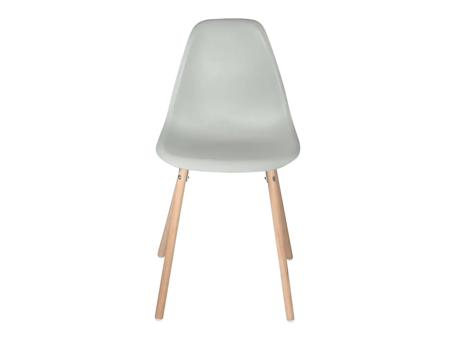 Lote de 4 sillas escandinavas de cocina diseño, asiento de plástico flexible, patas de madera de haya clara OVA (gris)