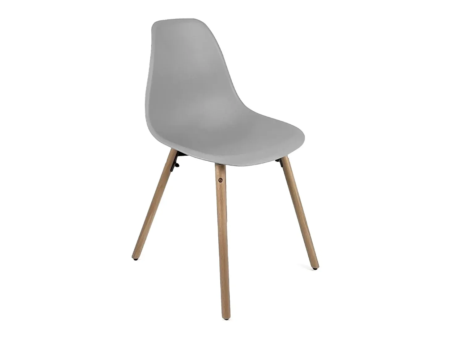 Lote de 4 sillas escandinavas de cocina diseño, asiento de plástico flexible, patas de madera de haya clara OVA (gris)