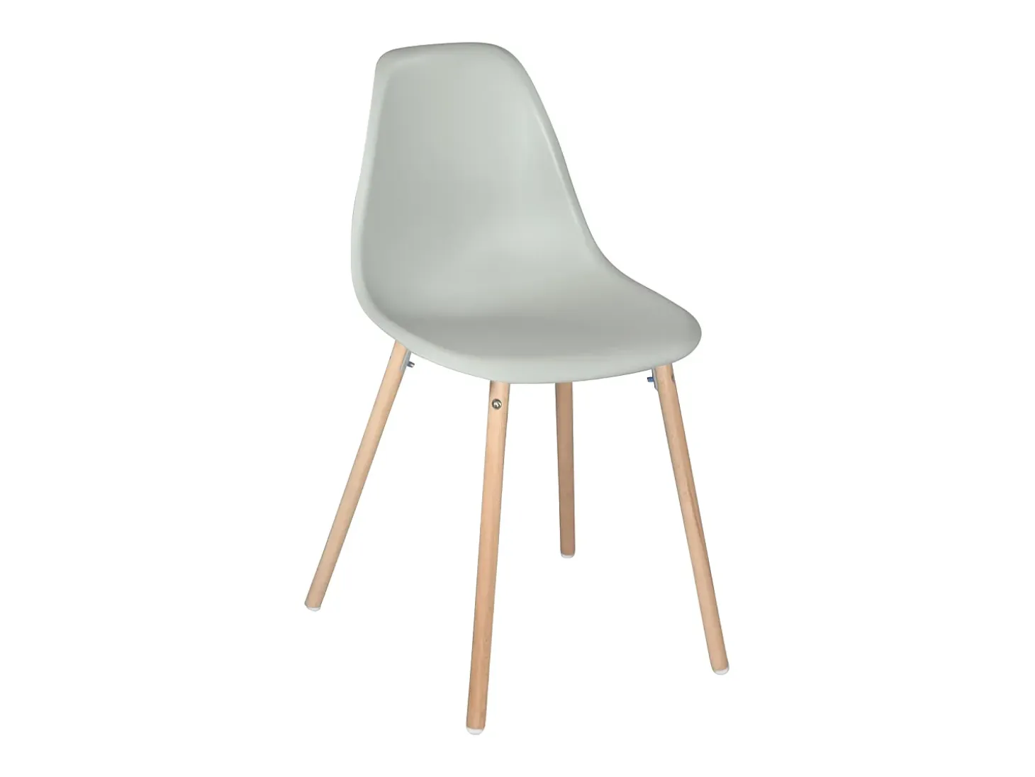 Lote de 4 sillas escandinavas de cocina diseño, asiento de plástico flexible, patas de madera de haya clara OVA (gris)