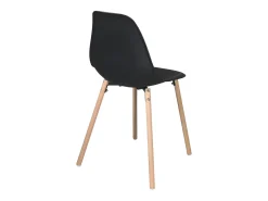 Lote de 4 sillas escandinavas de cocina diseño, asiento de plástico flexible, patas de madera de haya clara OVA (negro)