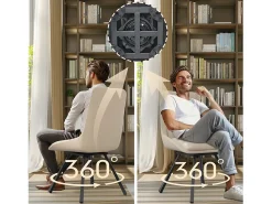 Lote de 2 sillas FATIVO - Silla de oficina giratoria en cuero caqui - Sillón escandinavo acolchado para salón