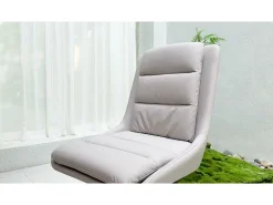 Lote de 2 sillas FATIVO - Silla de oficina giratoria en cuero caqui - Sillón escandinavo acolchado para salón