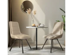 Lote de 2 sillas FATIVO - Silla de oficina giratoria en cuero caqui - Sillón escandinavo acolchado para salón