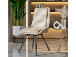 Lote de 2 sillas FATIVO - Silla de oficina giratoria en cuero caqui - Sillón escandinavo acolchado para salón