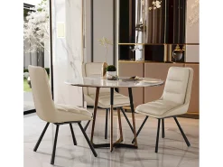 Lote de 2 sillas FATIVO - Silla de oficina giratoria en cuero caqui - Sillón escandinavo acolchado para salón